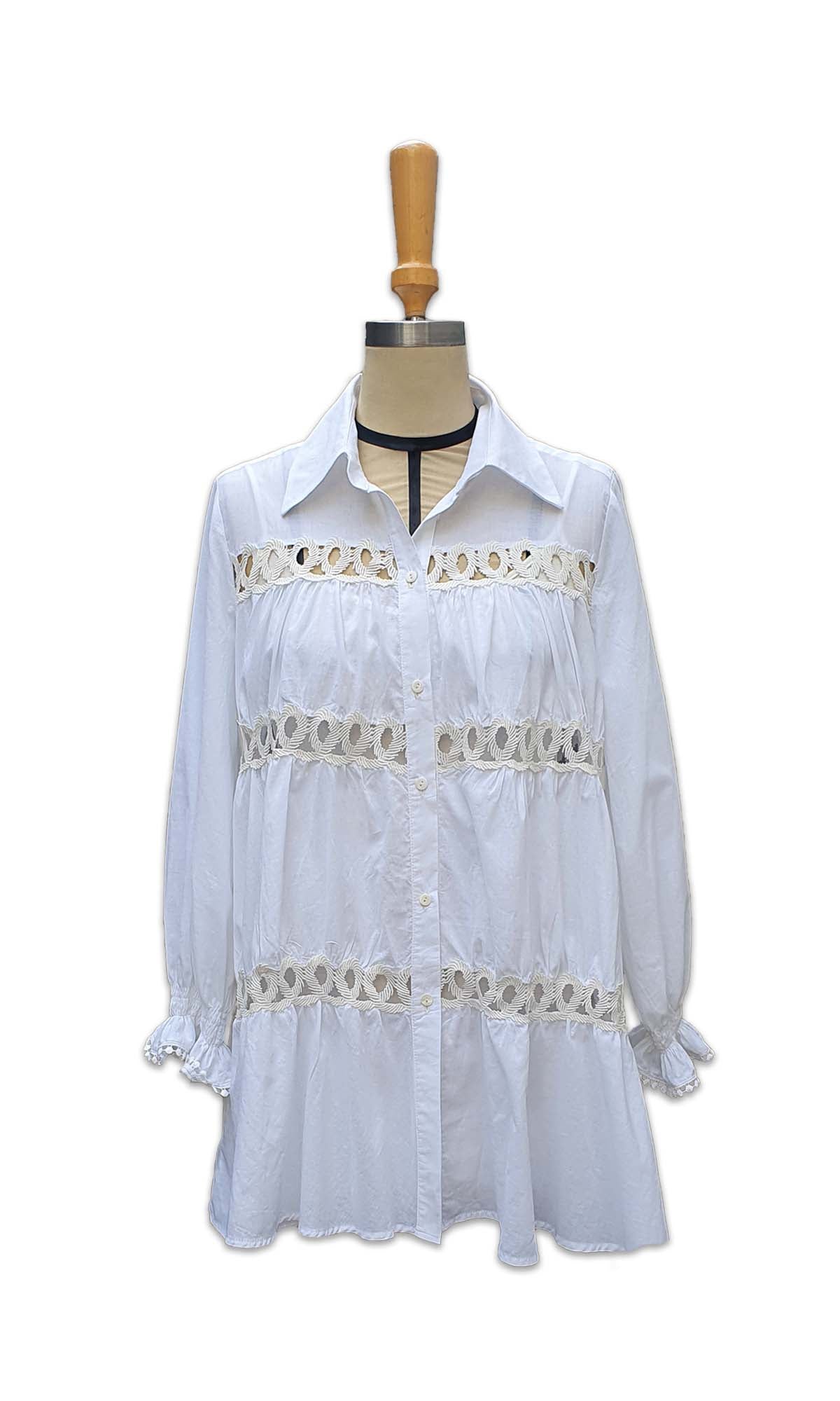 Portofino Shirt Dress Fine 100 Cotton Voile White