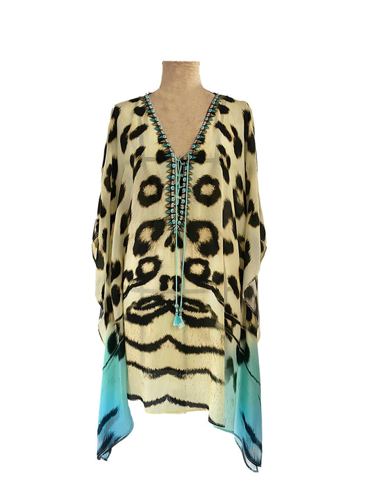 Ocelot hand beaded kaftan (short)