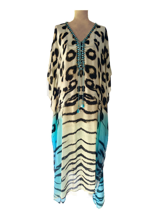 Ocelot hand beaded kaftan