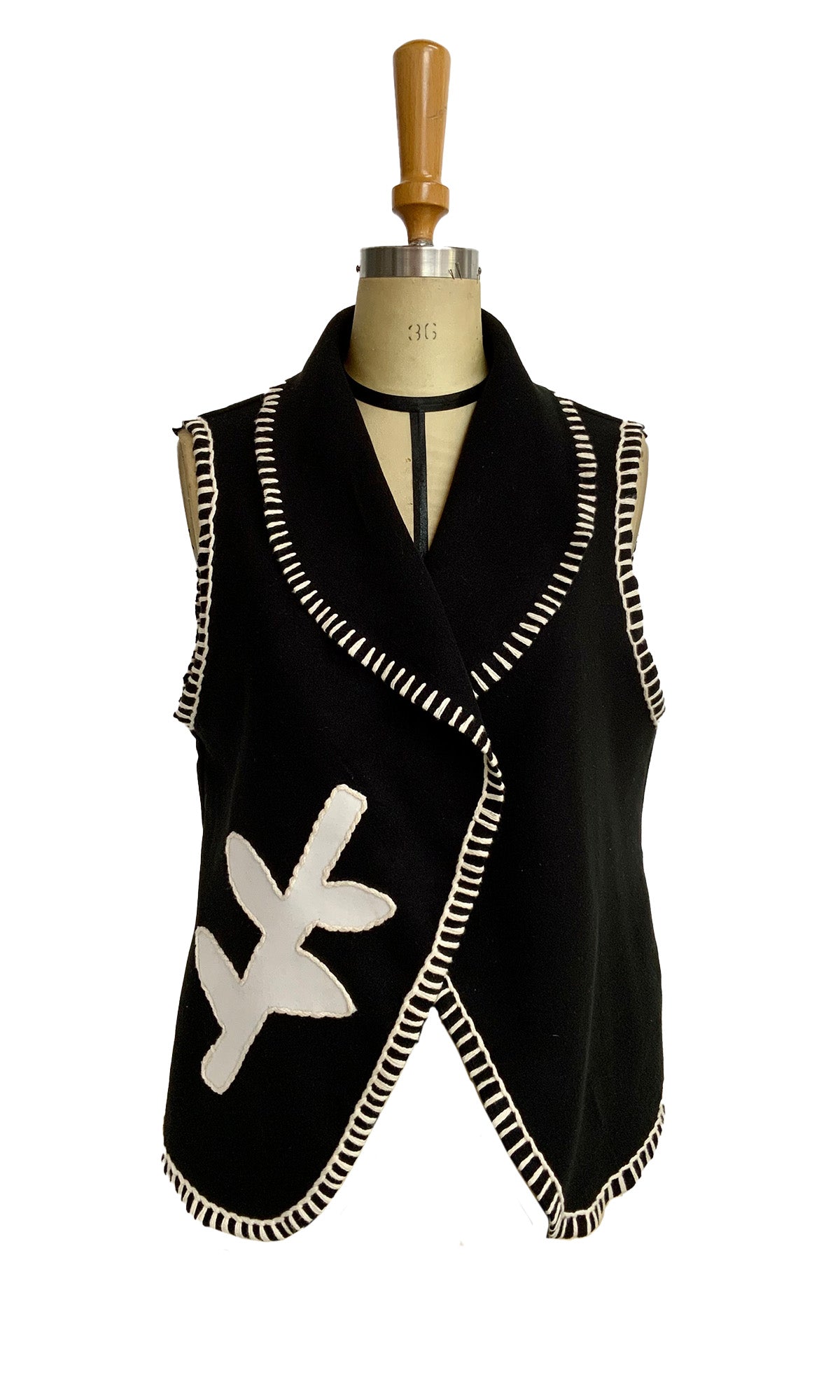 Wool Melton waistcoat with Appliqué