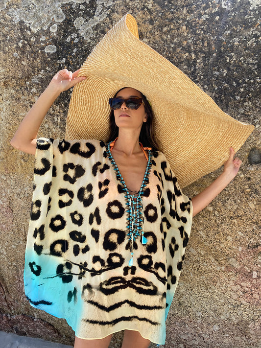 Ocelot hand beaded kaftan (short)