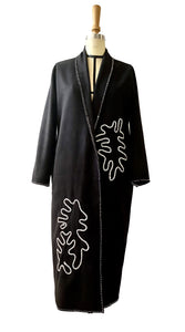 Embroidered Wool Melton Kimono coat