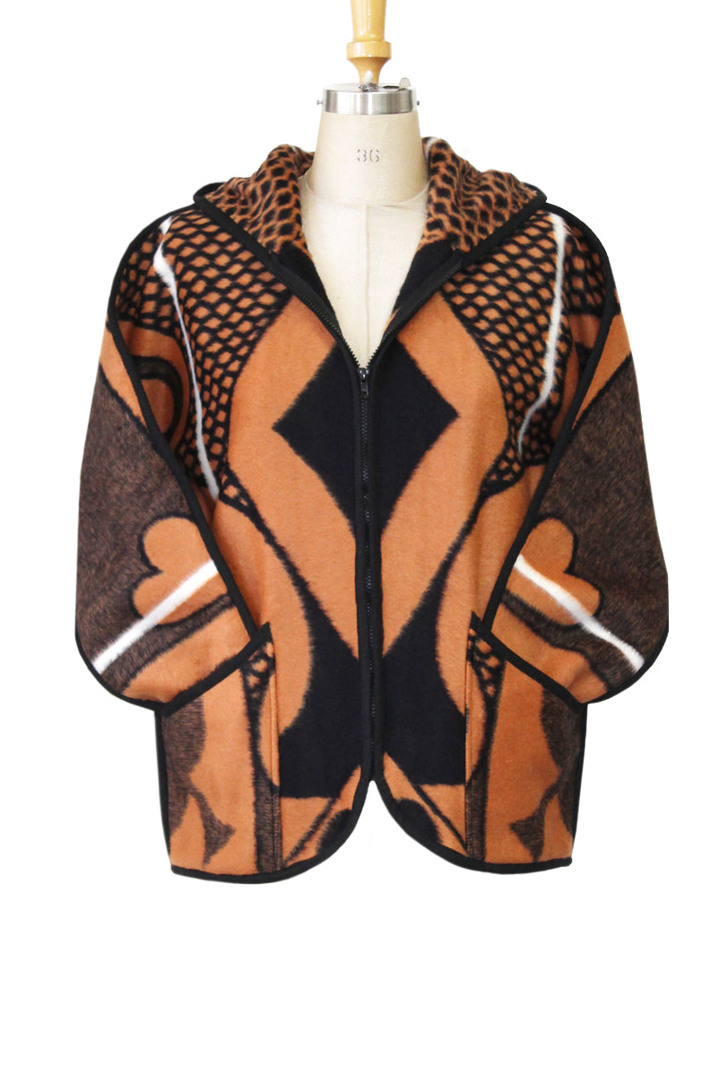 Basotho Blanket Coat - Short Orange