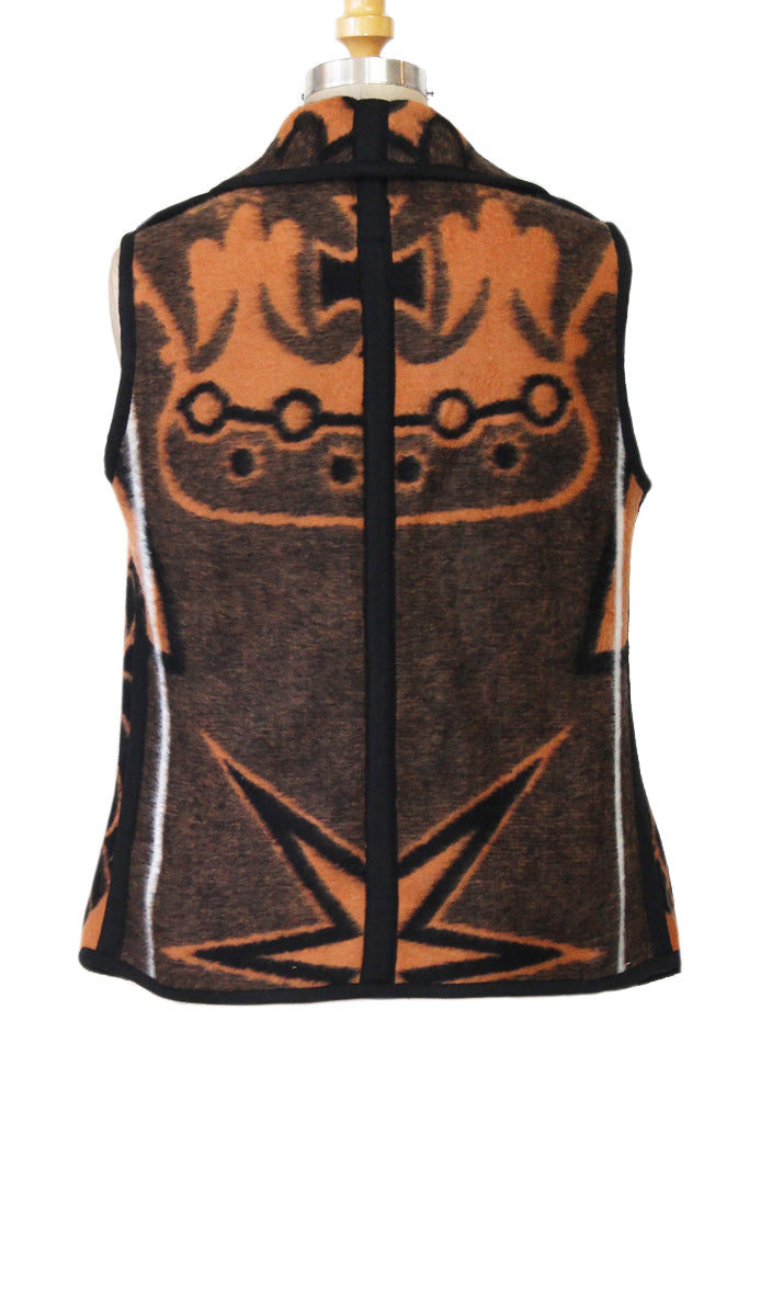 Basotho Blanket Coat - Waistcoat Orange