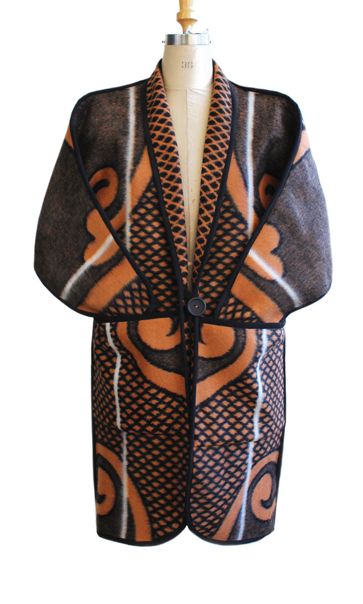 Basotho Blanket Coat - Long Orange