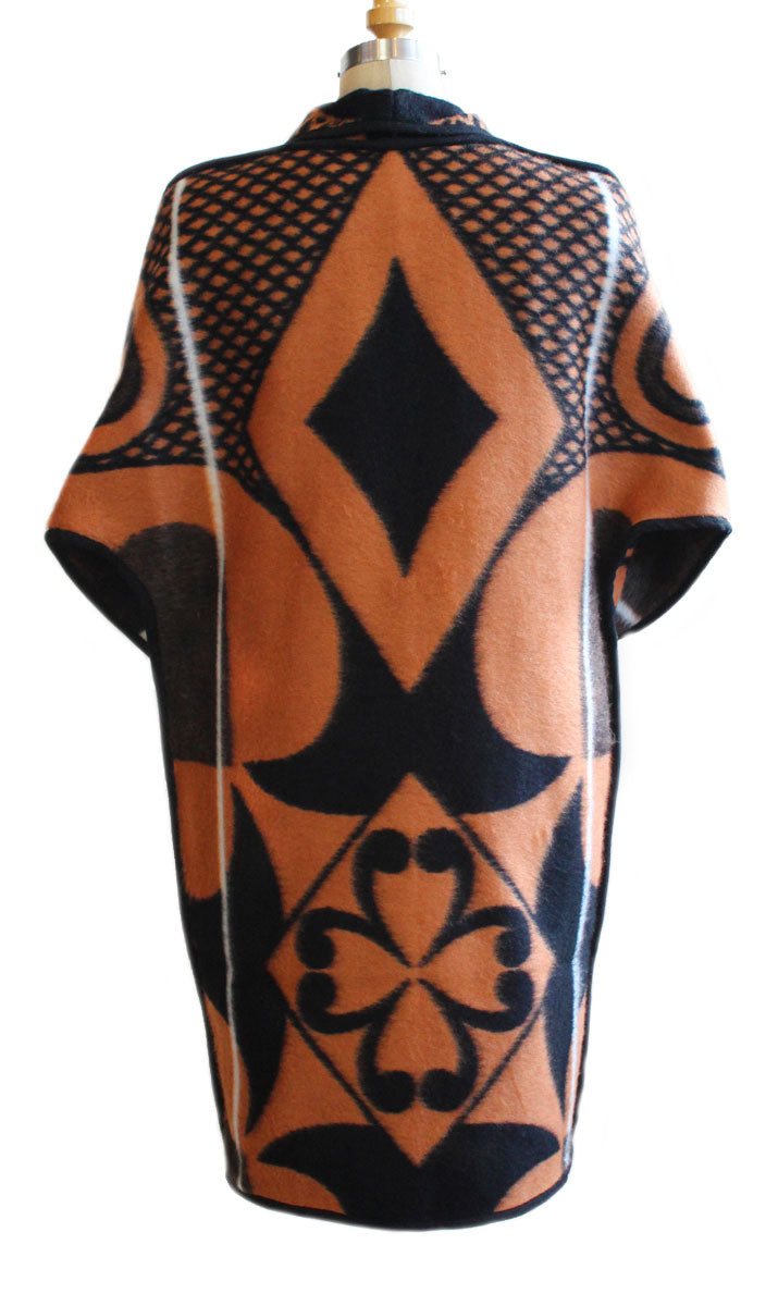 Basotho Blanket Coat - Long Orange