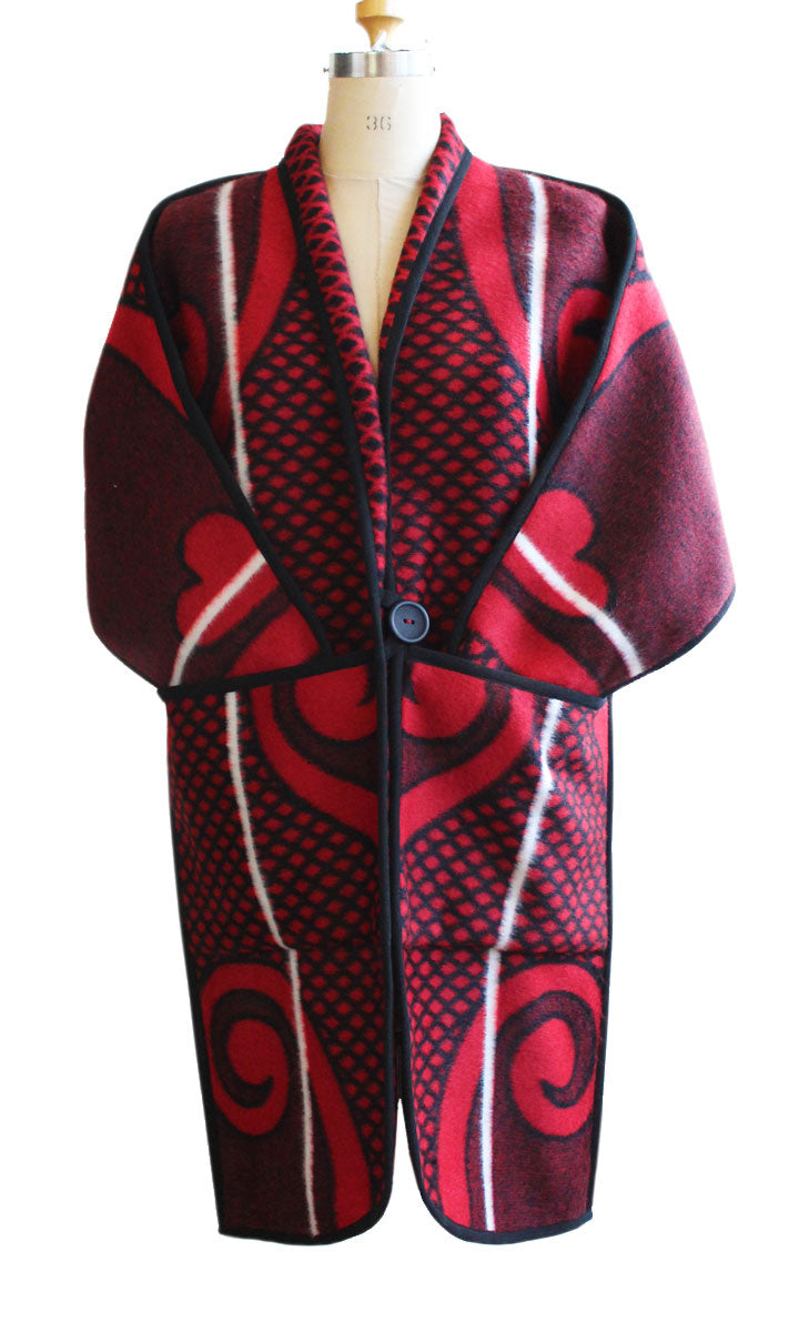 Basotho Blanket Coat - Long Red