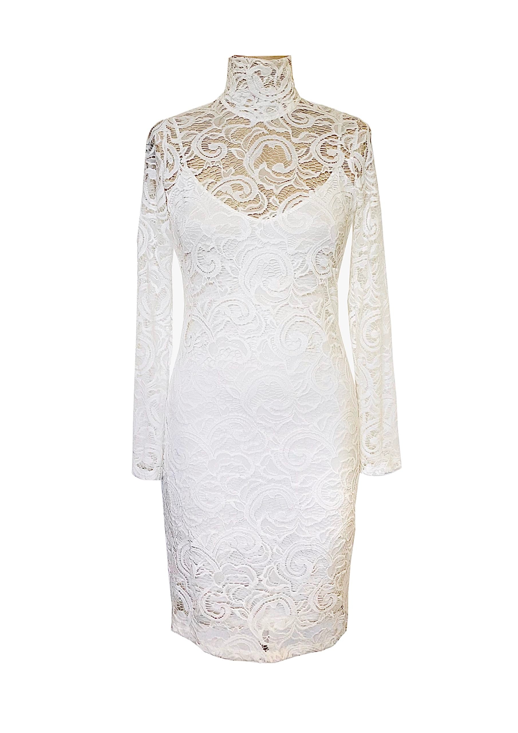 Ivory Lace Polo neck Dress